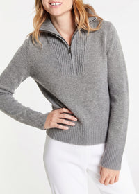 Wool & cashmere jumper with a trucker collar - Grey