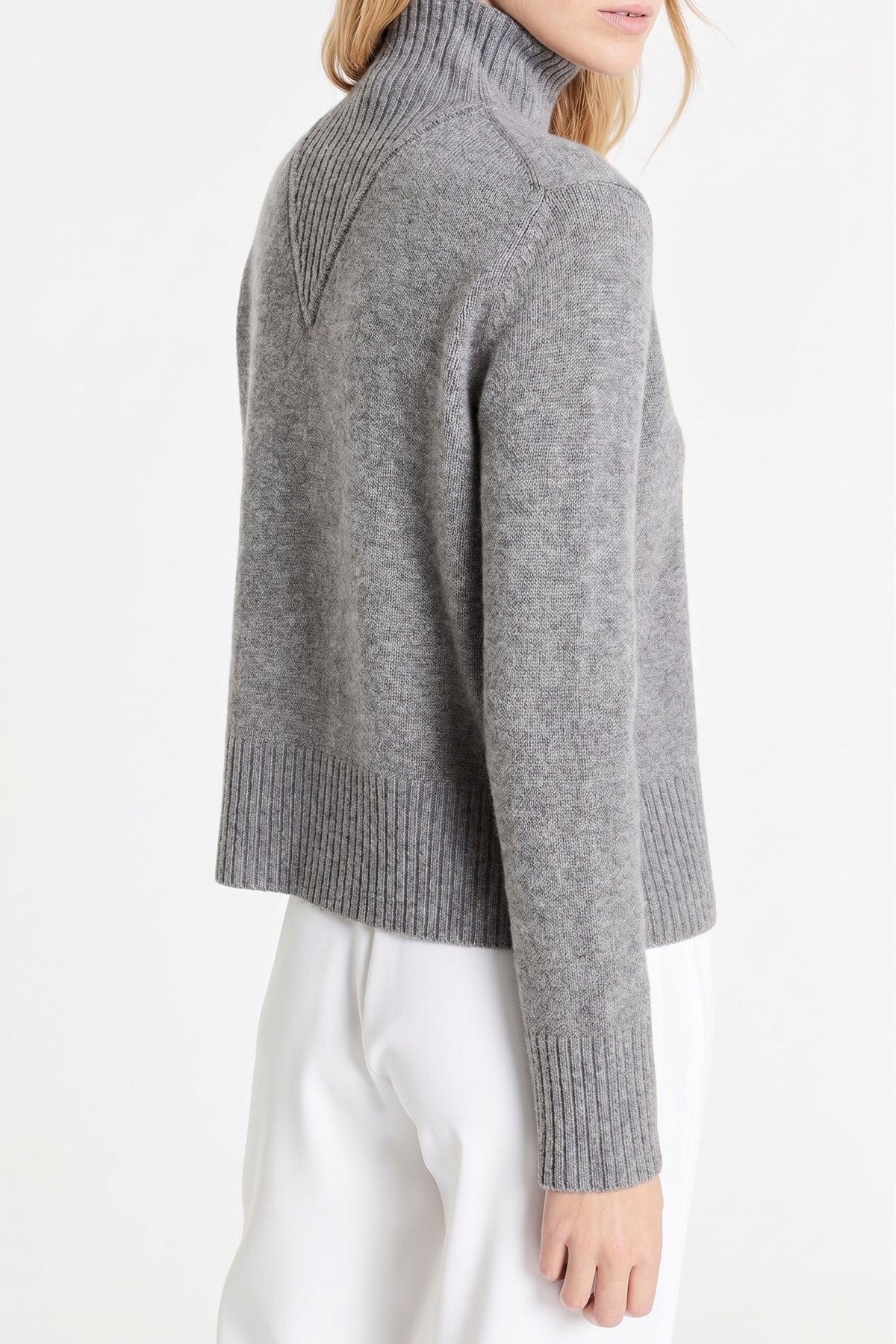 Wool & cashmere jumper with a trucker collar - Grey