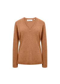 Pull col V en cachemire - Camel