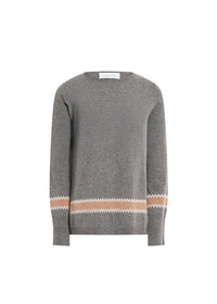 Round-neck cashmere jumper with a geometric pattern - Grey