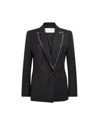 Wool blazer with satin detailing - Black
