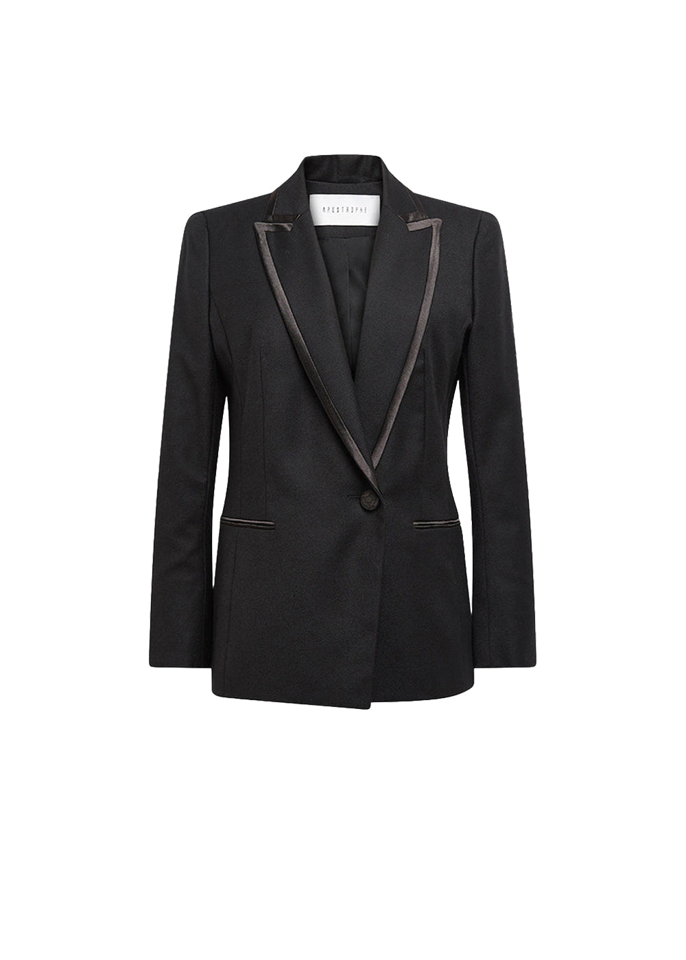 Wool blazer with satin detailing - Black