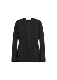 Veste tweed col rond pression - Multicolore