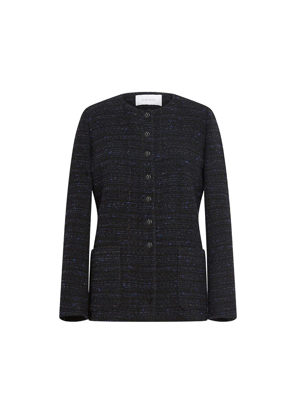 Veste tweed col rond pression - Multicolore
