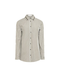 Chemise rayee galon col - Kaki