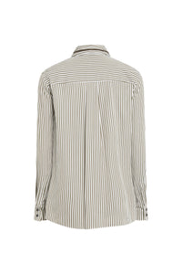 Chemise rayee galon col - Kaki