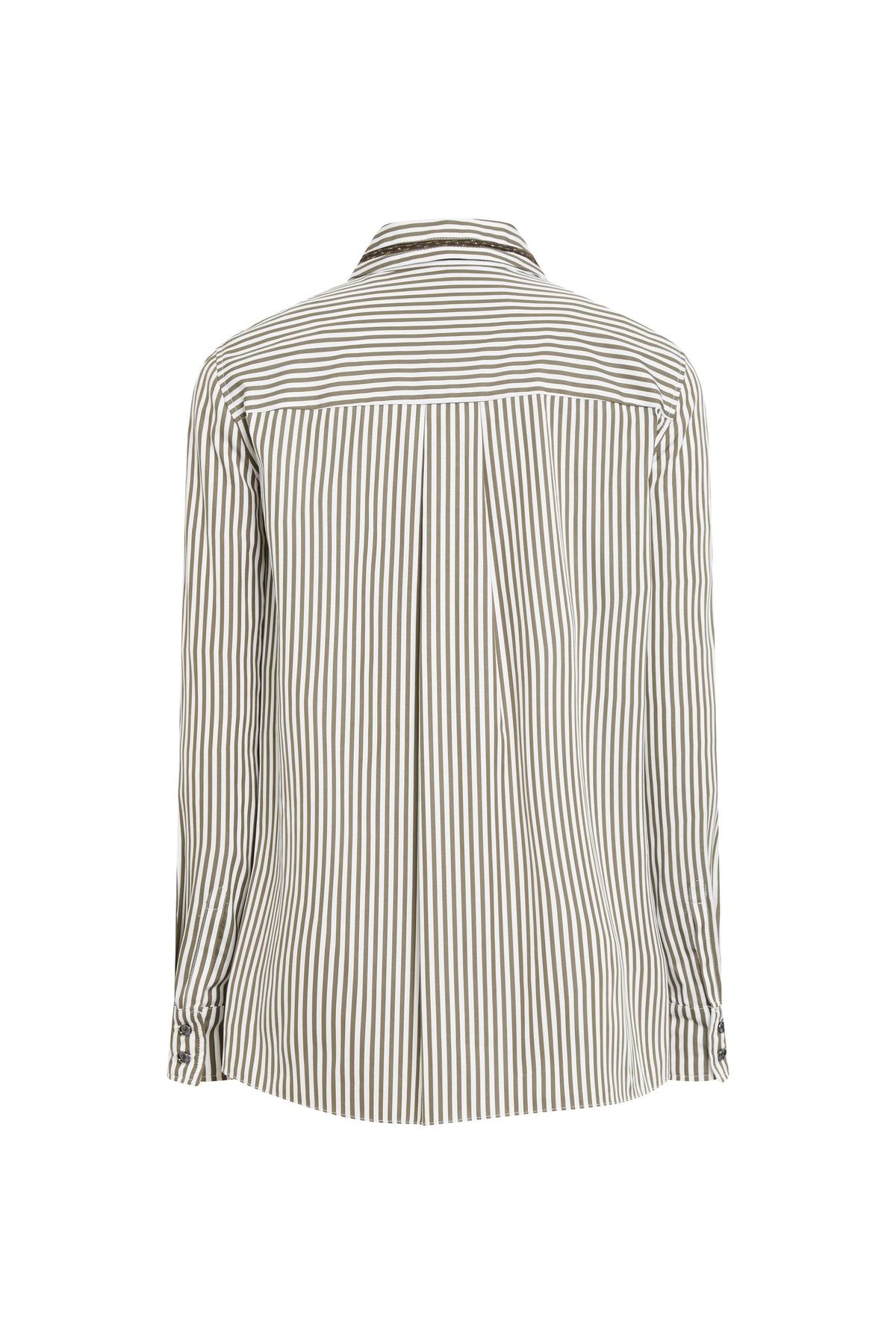 Chemise rayee galon col - Kaki