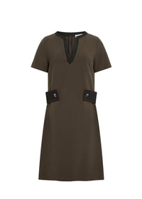 Robe mc courte avec maille - Kaki