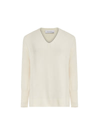 Pull col V en cachemire - Blanc Cassé