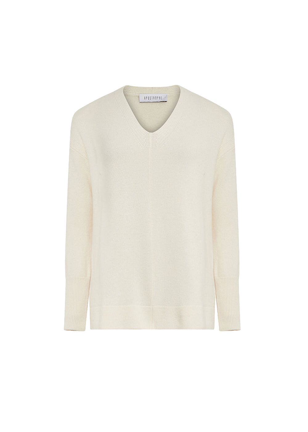 Pull col V en cachemire - Blanc Cassé