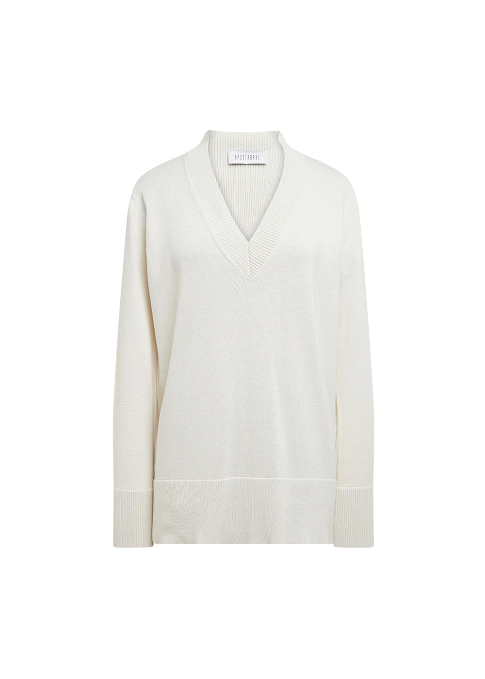 Pull col v - Blanc Cassé