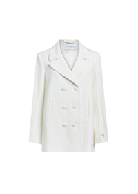 Veste longue facon caban - Blanc Cassé