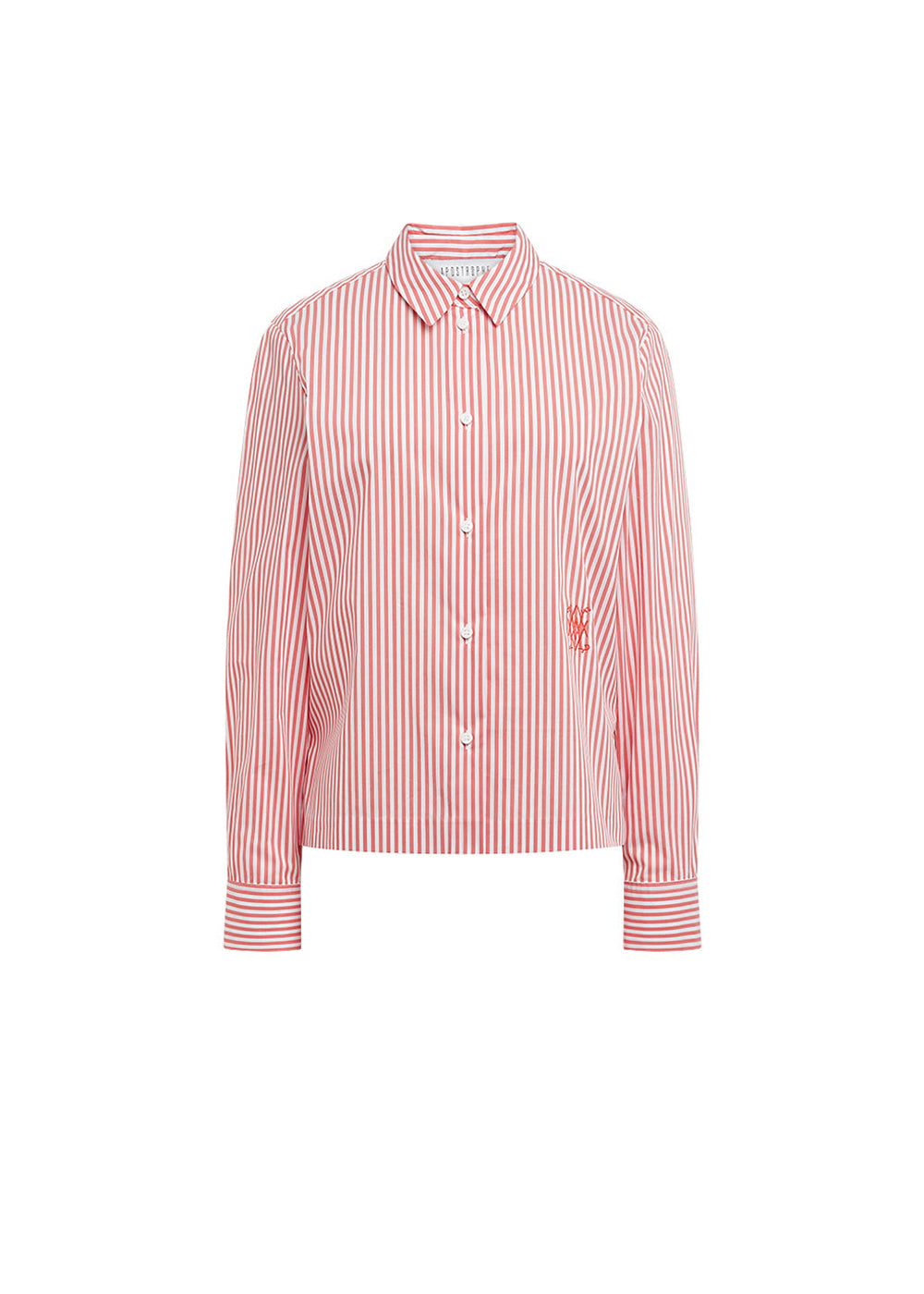 Chemise courte a fine rayures - Orange Moyen
