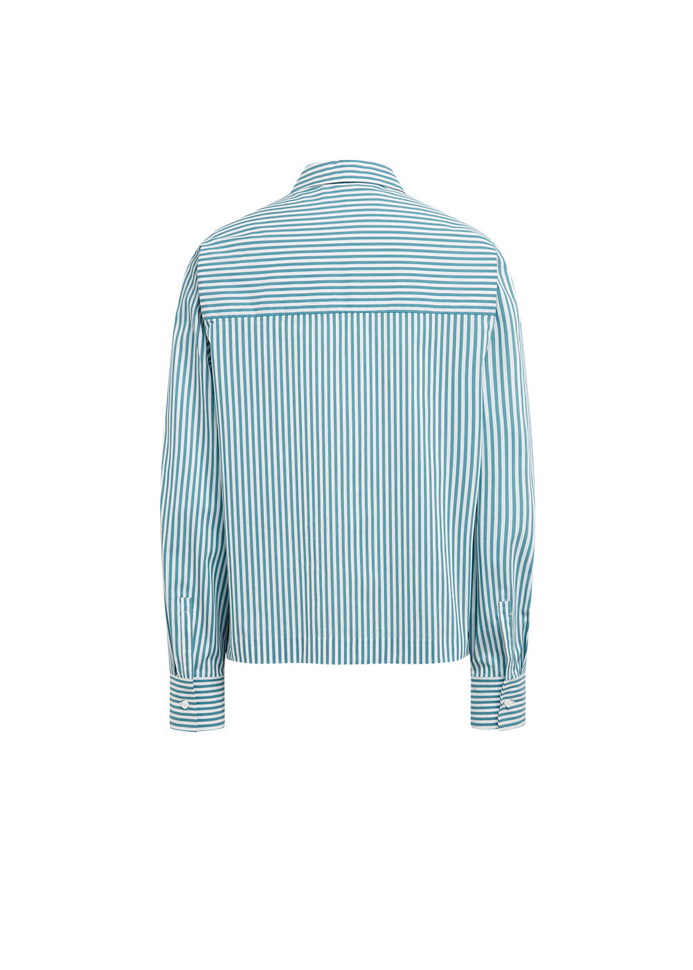 Chemise courte a fine rayures - Turquoise Foncé