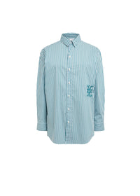 Chemise oversize rayee - Turquoise Foncé