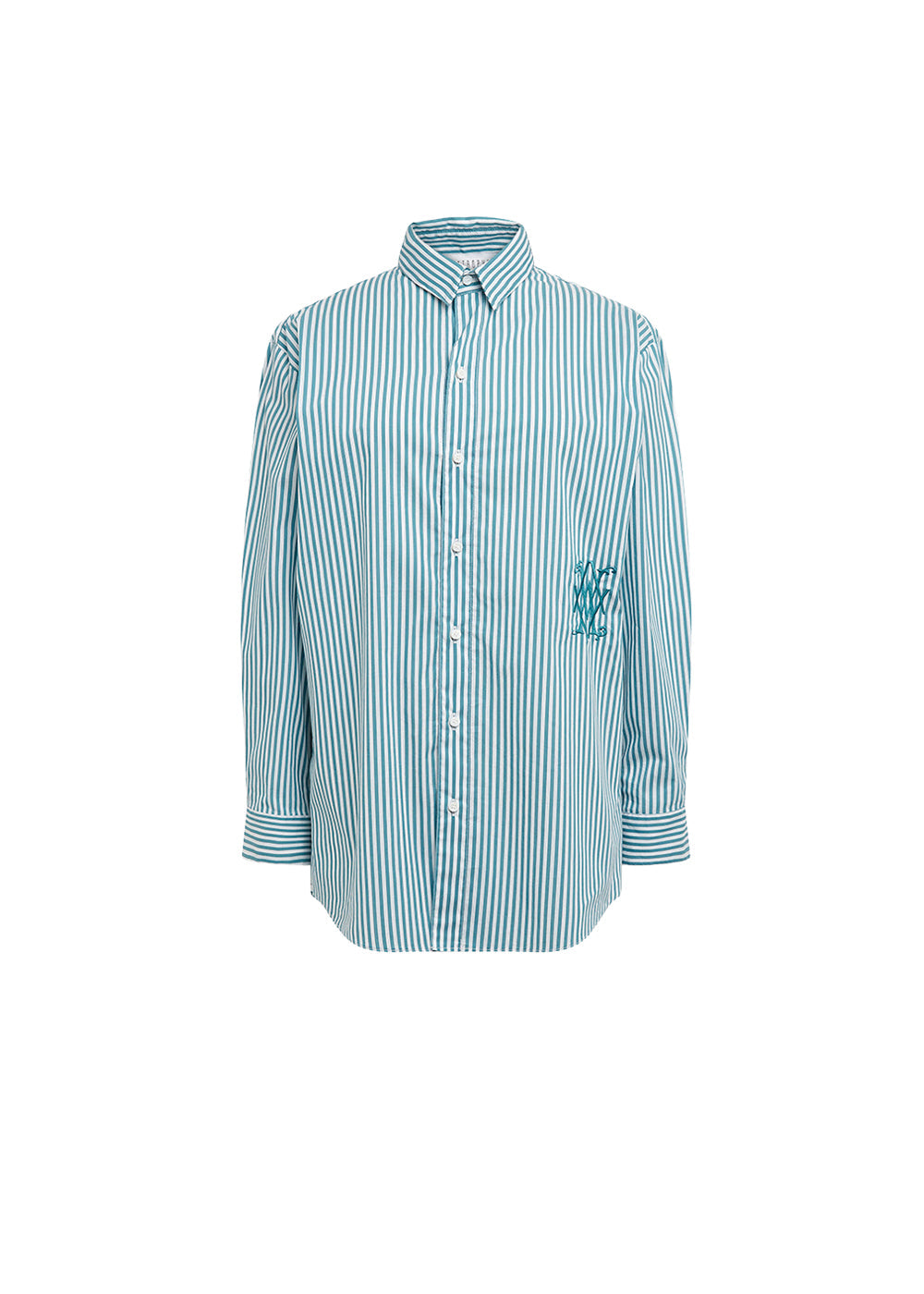 Chemise oversize rayee - Turquoise Foncé