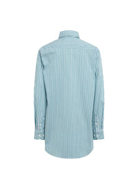 Chemise oversize rayee - Turquoise Foncé
