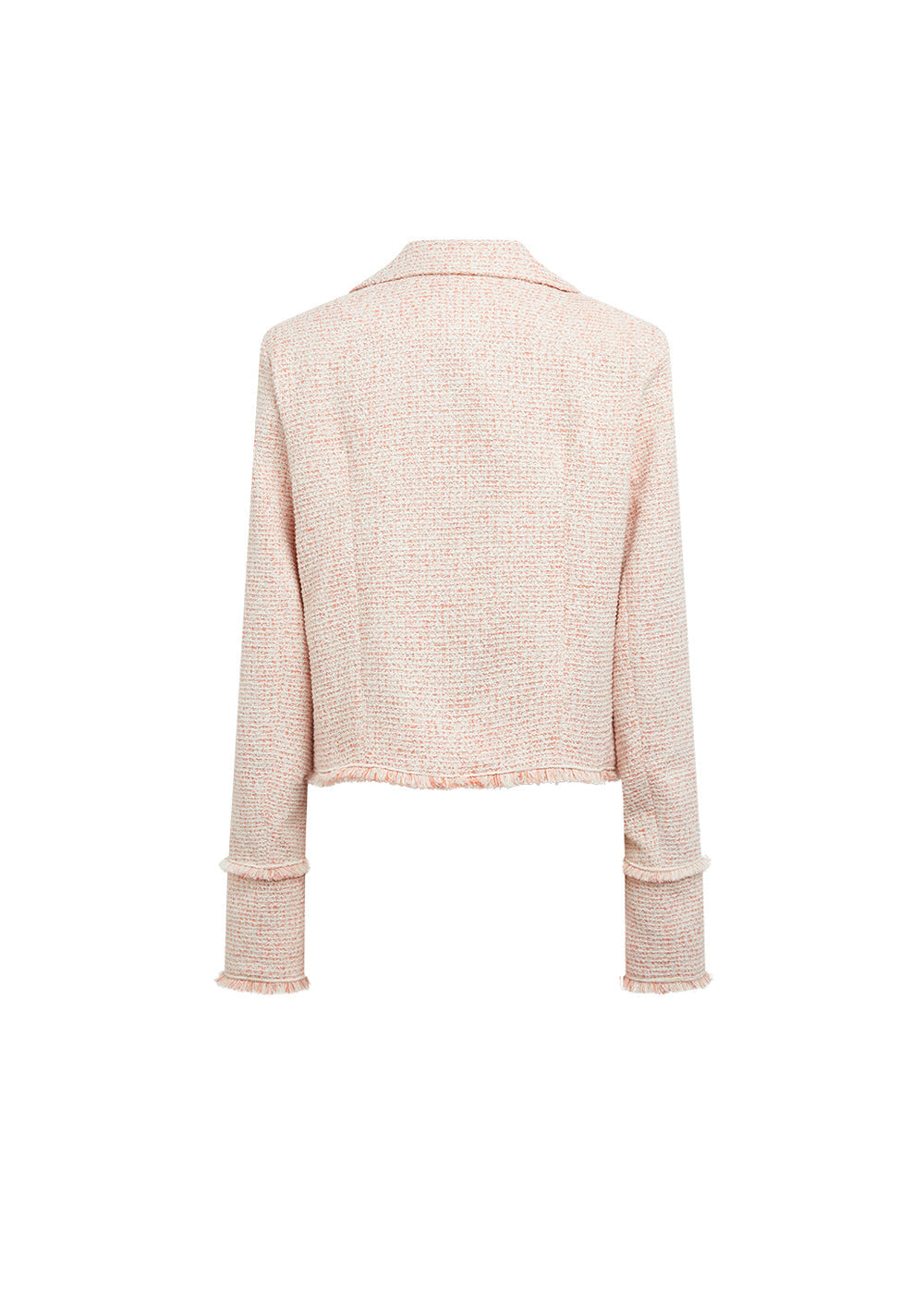 Veste courte tweed frangee - Corail