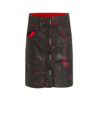 Mini jupe en denim craquelé - Black & Red