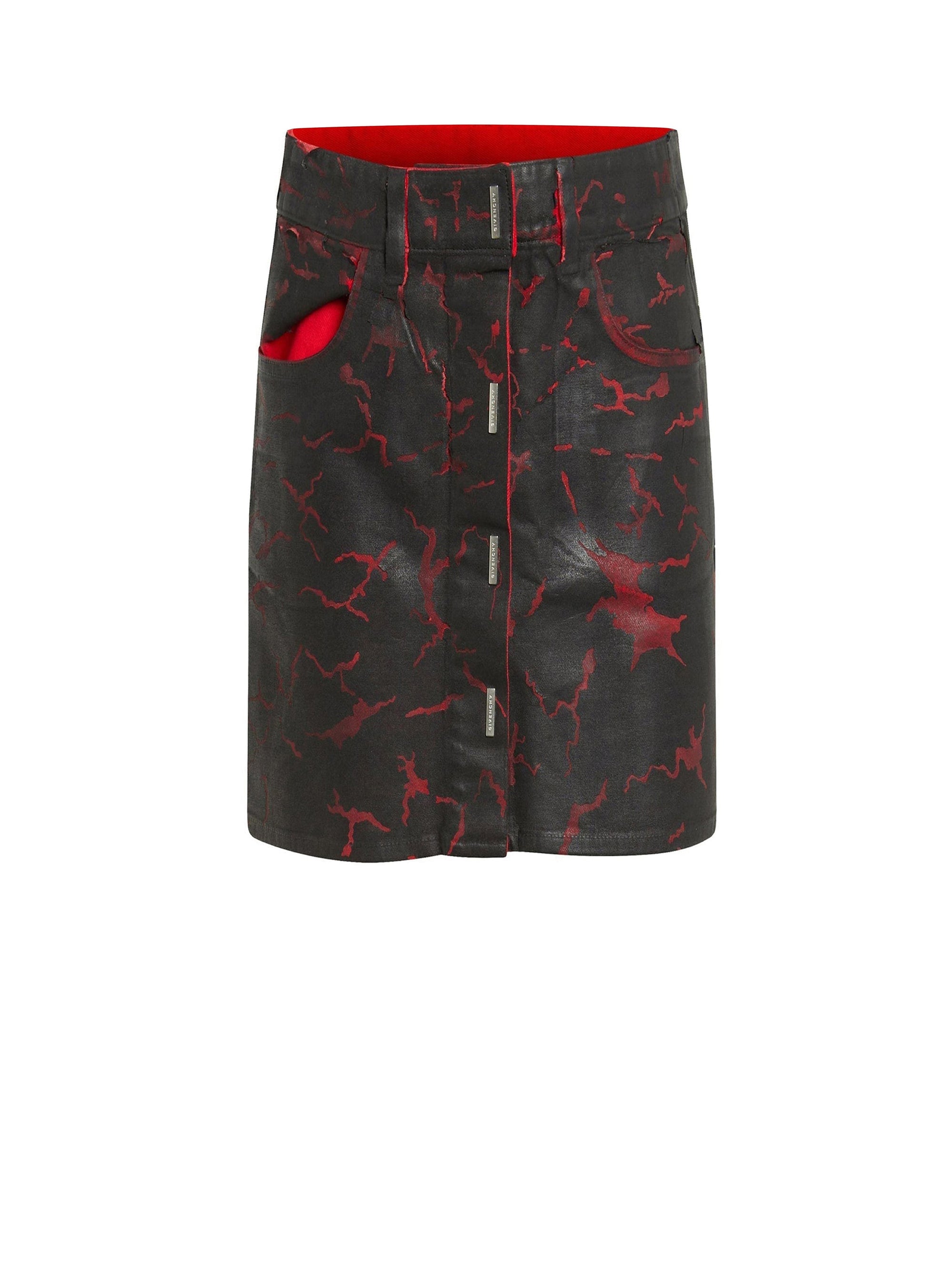Mini jupe en denim craquelé - Black & Red