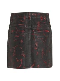 Mini jupe en denim craquelé - Black & Red