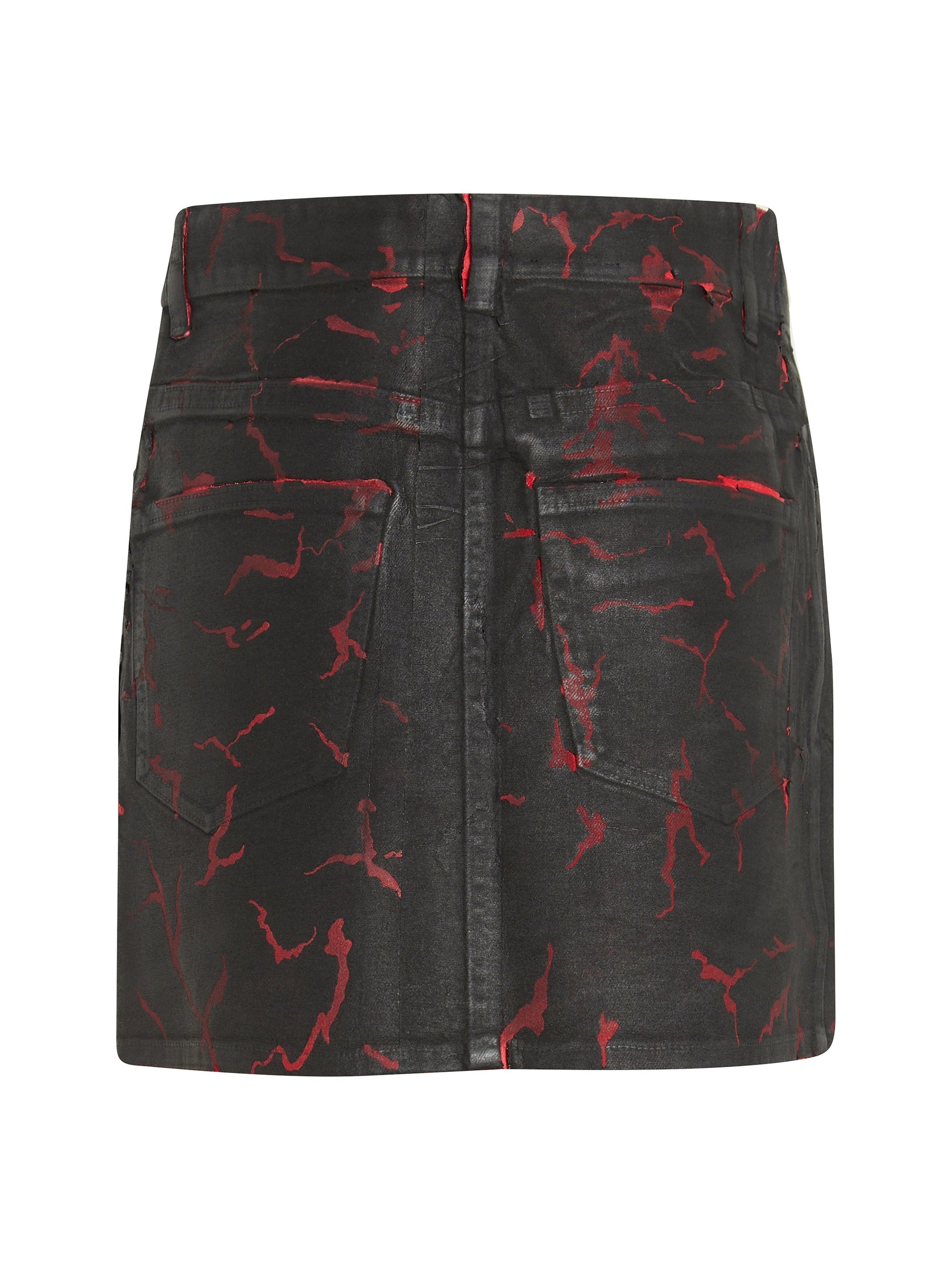 Mini jupe en denim craquelé - Black & Red