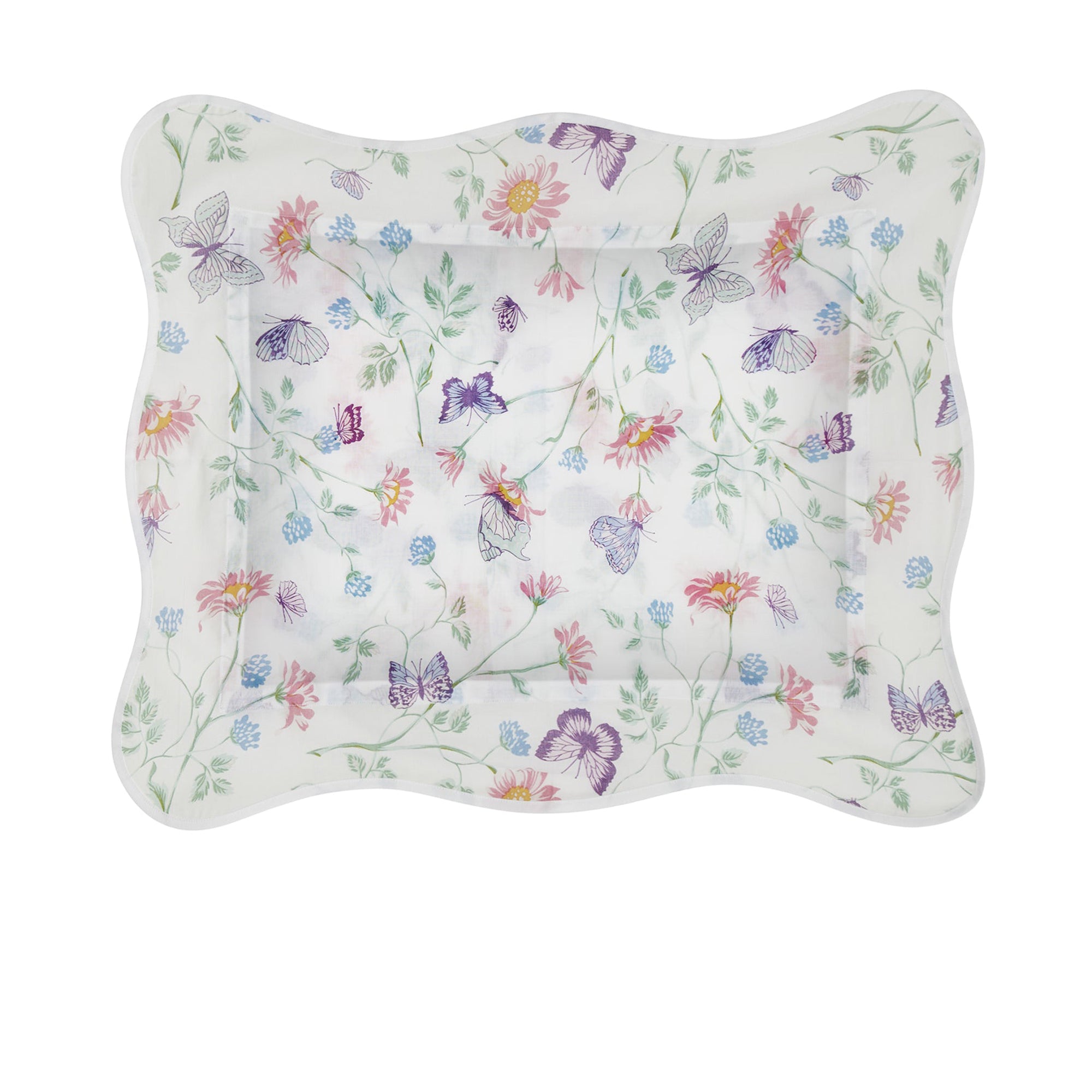 Taie d'oreiller Papillons en voile de coton - Rose & Vert