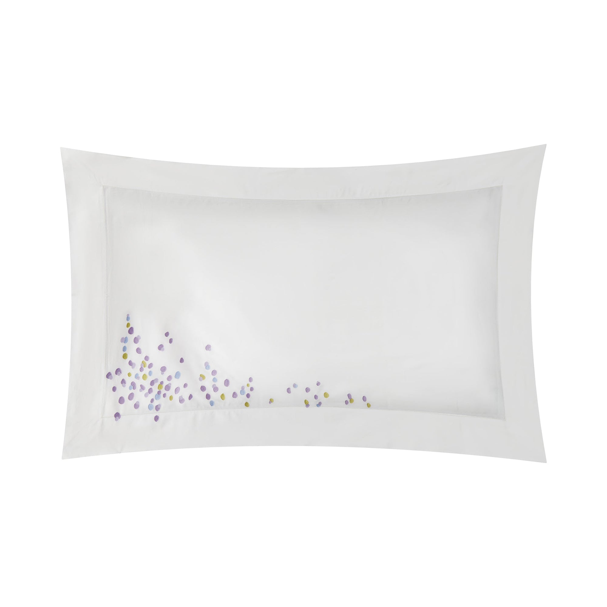 Taie d'oreiller Mimosa en satin de coton - Bleu & Violet & Vert