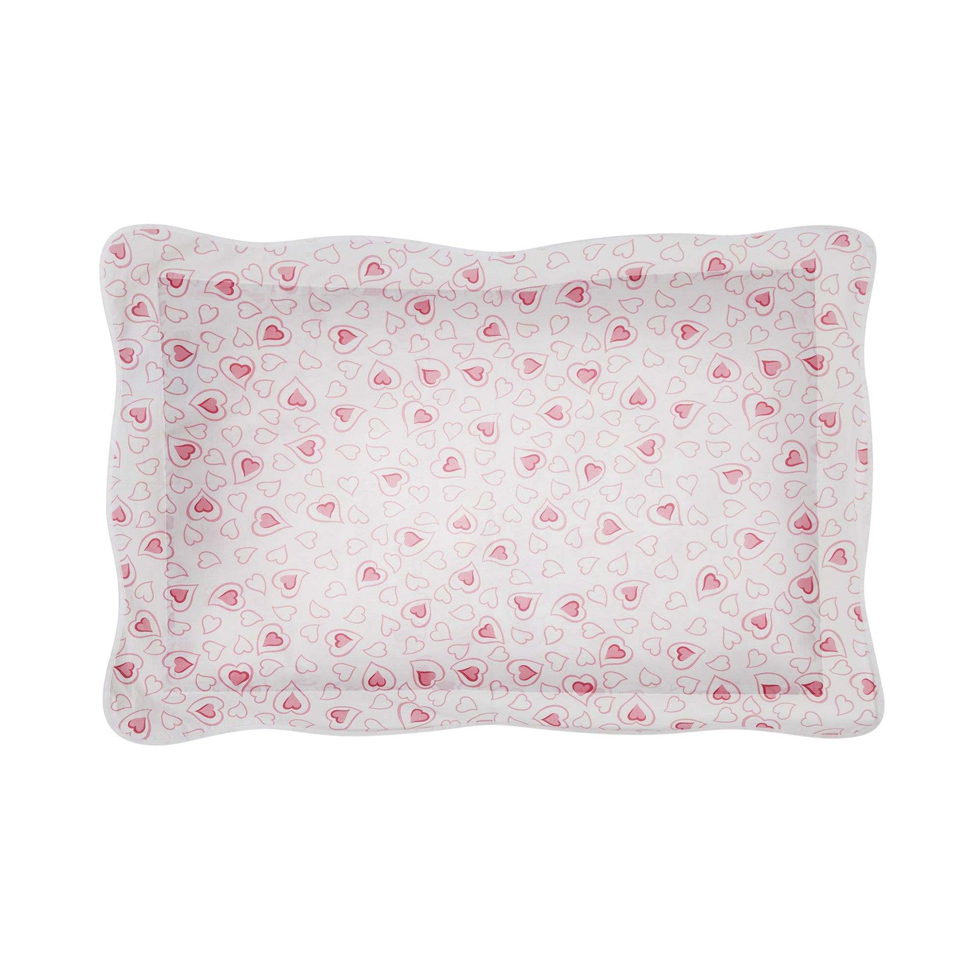Taie d'oreiller Cœurs en percale de coton - Rose