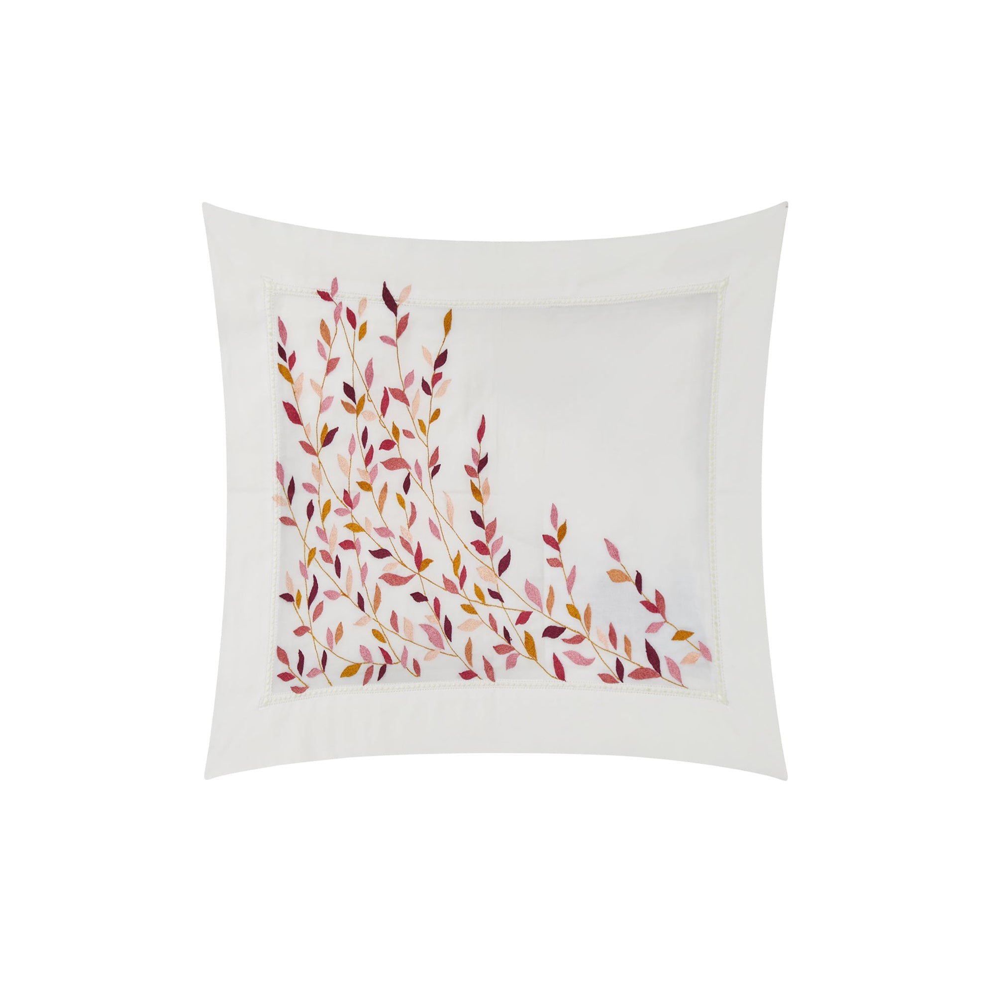 Taie d'oreiller Elina en voile de coton - Ocre & Orange & Rouge & Rose