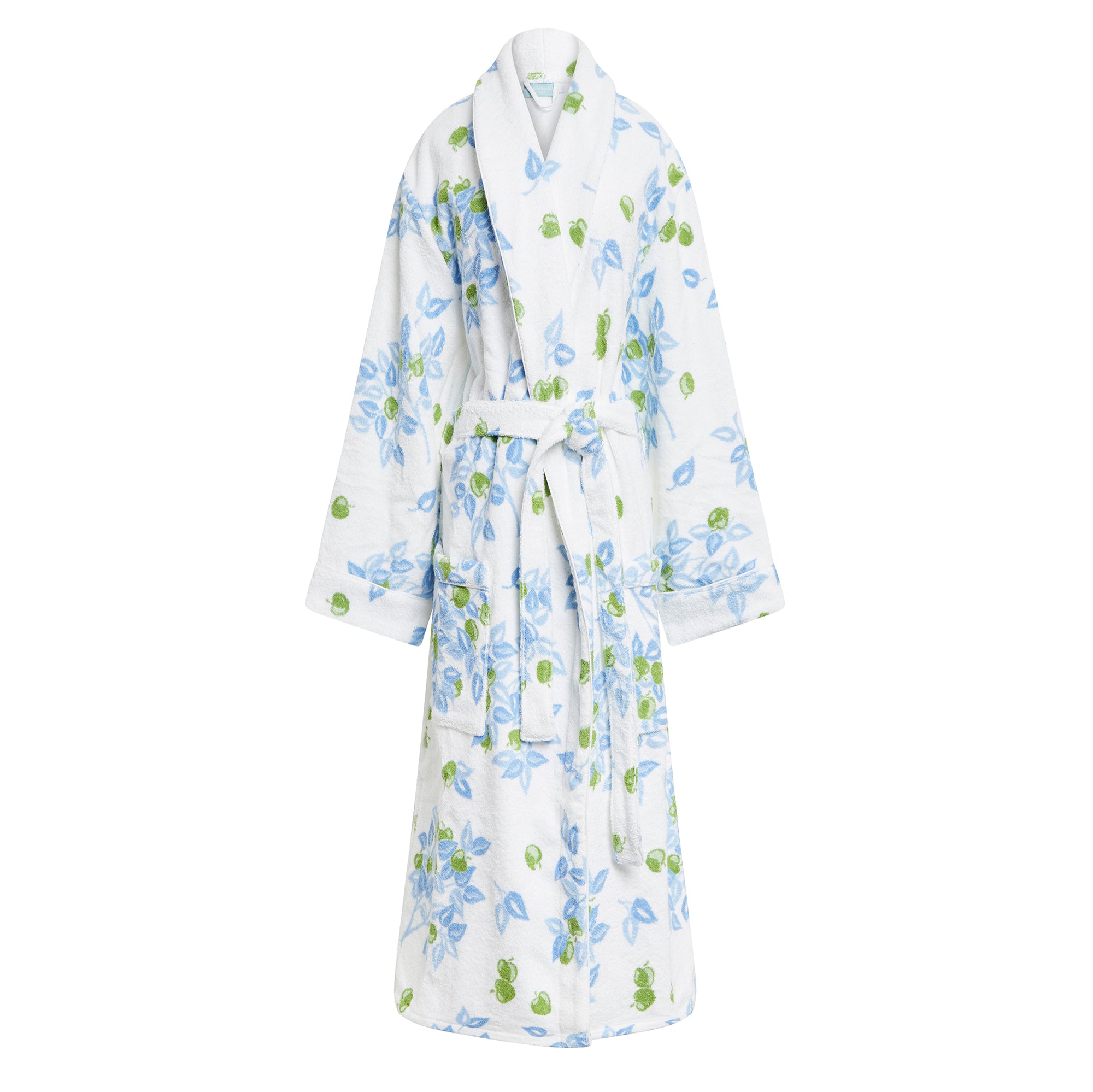 Terry Towelling Bathrobe - Blue & Green