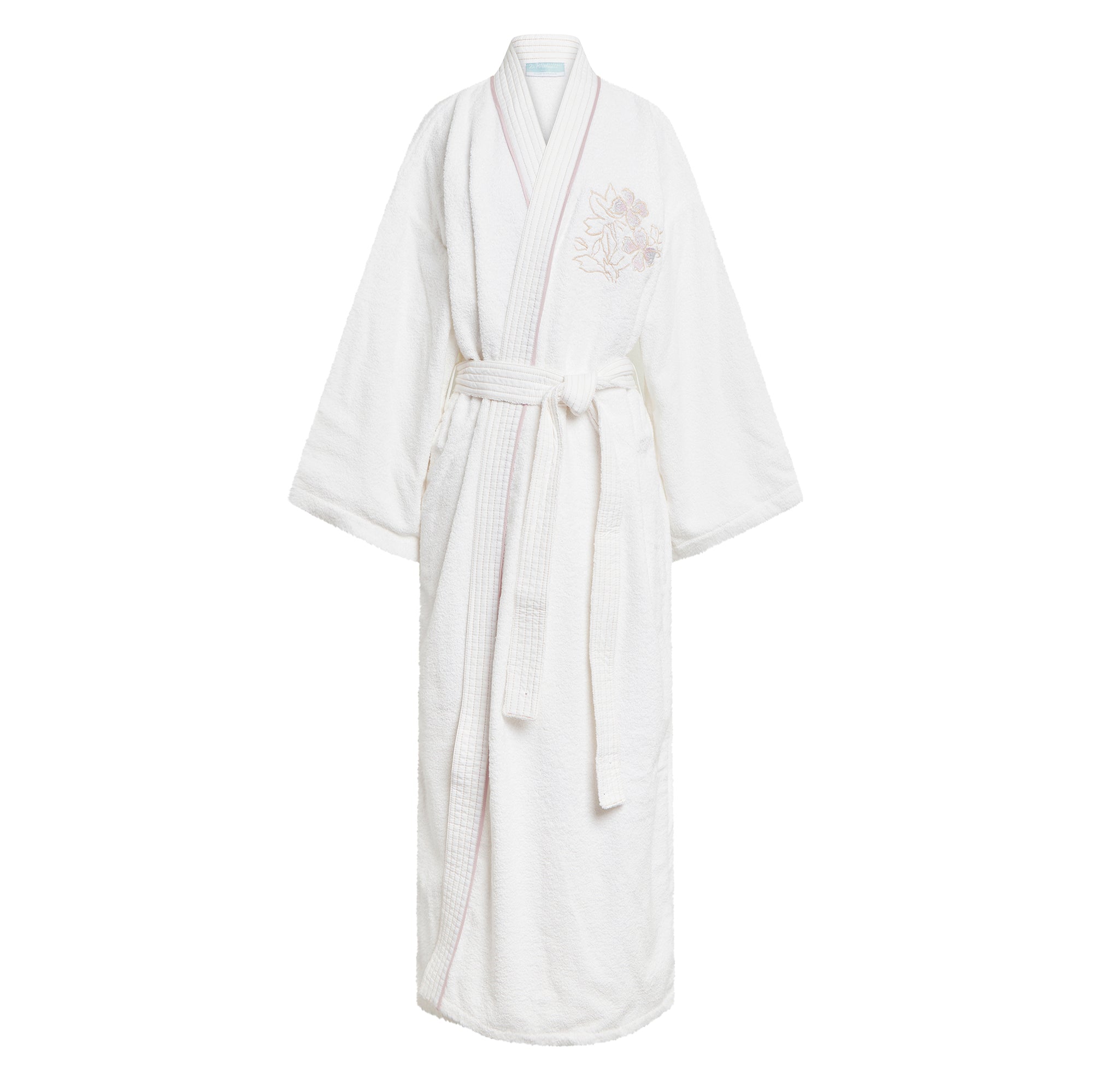 Pavots d'orient terry and cotton percale bathrobe - Pastels