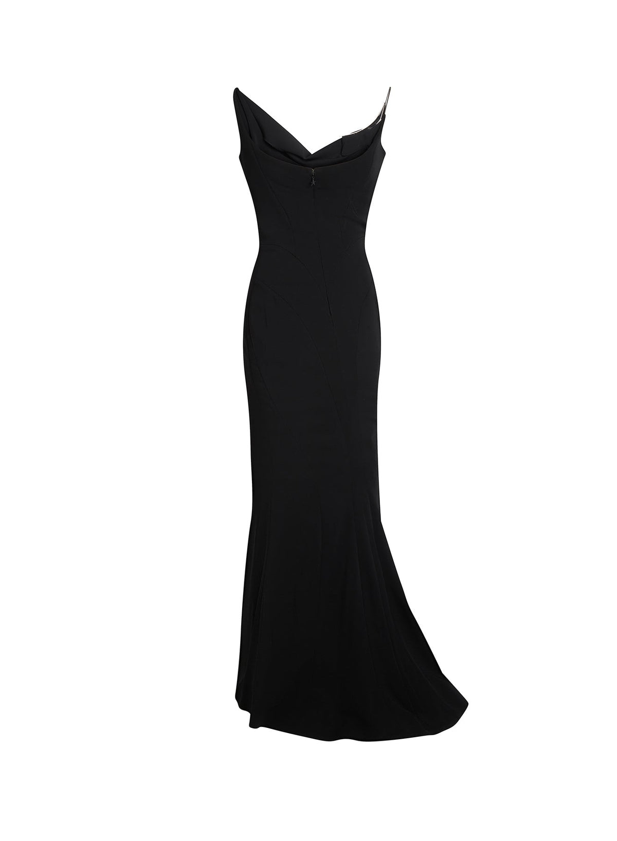 BLACK // burgundy crepe gown with metallic detail
