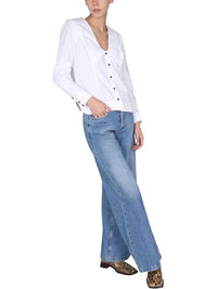Chemise à col V avec volants - Bright White