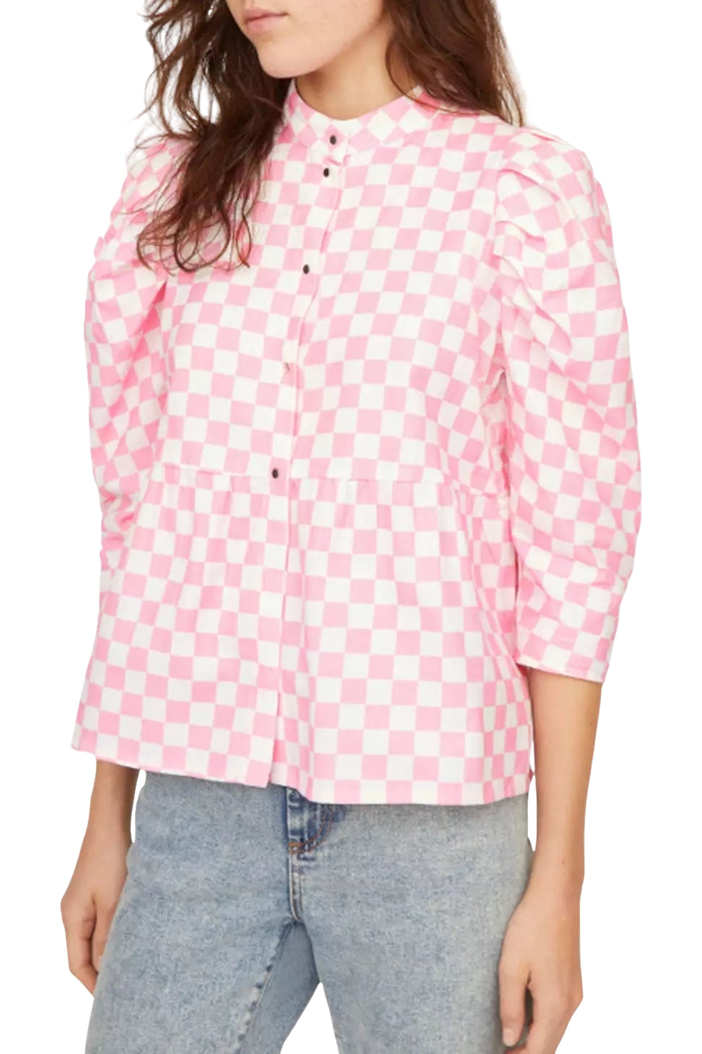 Blouse Away à damier - Candy Pink