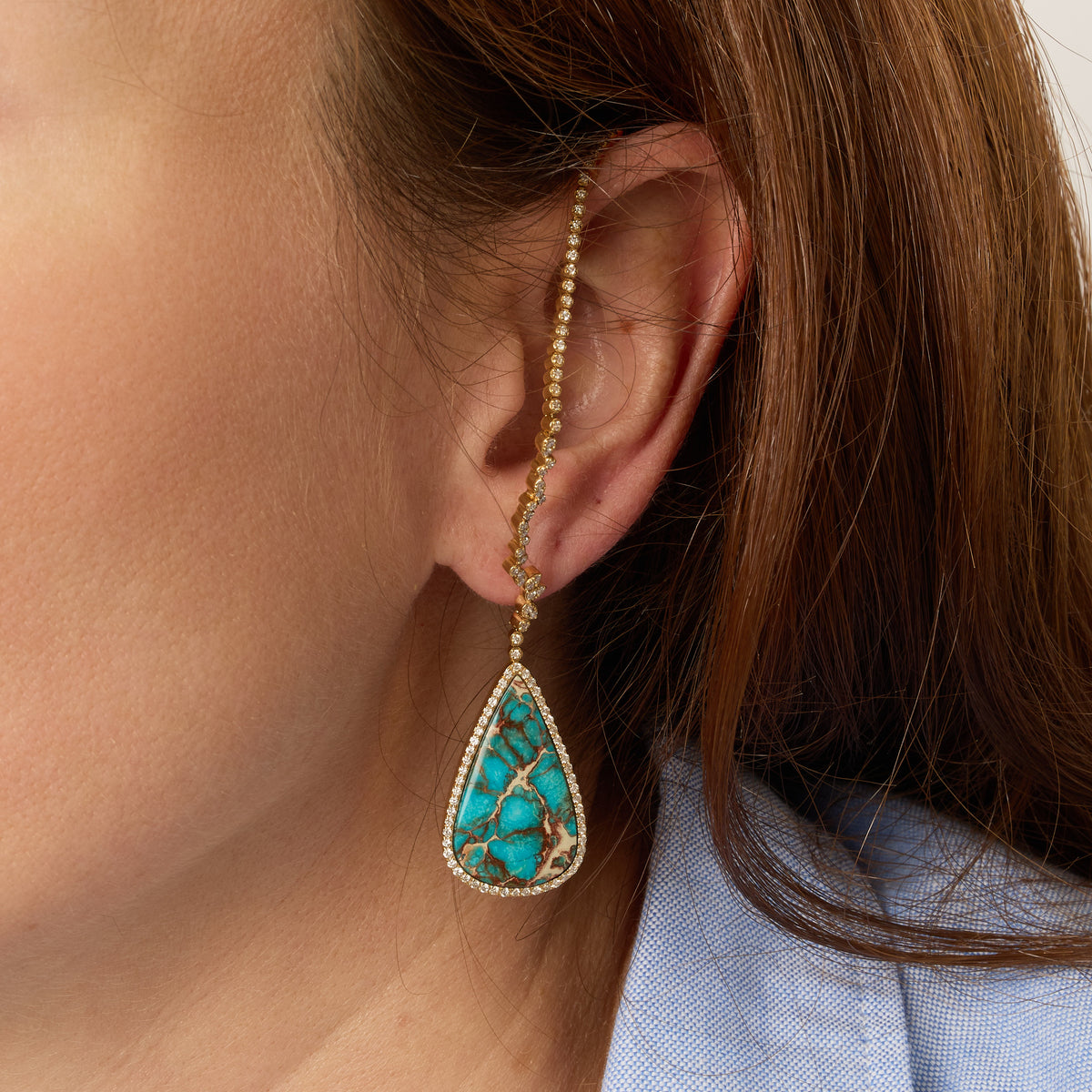 PT1_PrixTroca:1670€_VentesTroca:0_QtyTroca:1_ST:0%_Mono boucle gauche en Or jaune 18K sertie de diamants & Turquoise - Jaune