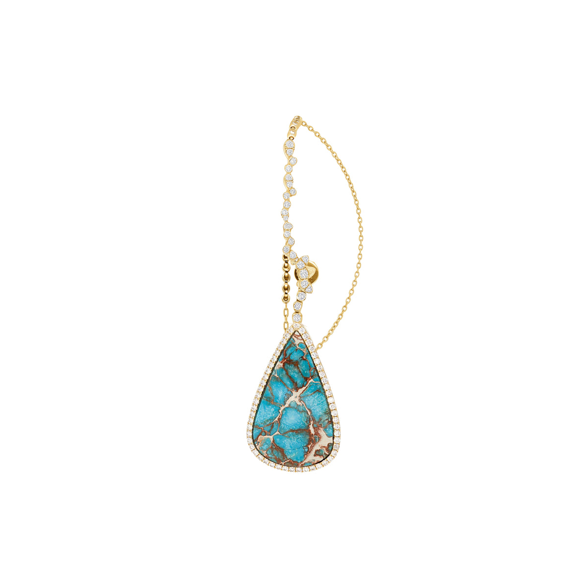 PT1_PrixTroca:1670€_VentesTroca:0_QtyTroca:1_ST:0%_Mono boucle gauche en Or jaune 18K sertie de diamants & Turquoise - Jaune