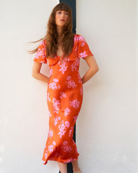 GRANDS BOUQUETS ORANGE / DJV / QTY : 1 / Robe Denise - Grands Bouquets Orange