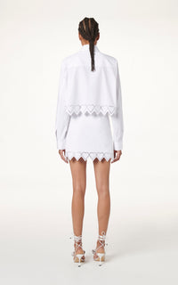 Heart oversize short shirt with bow - White