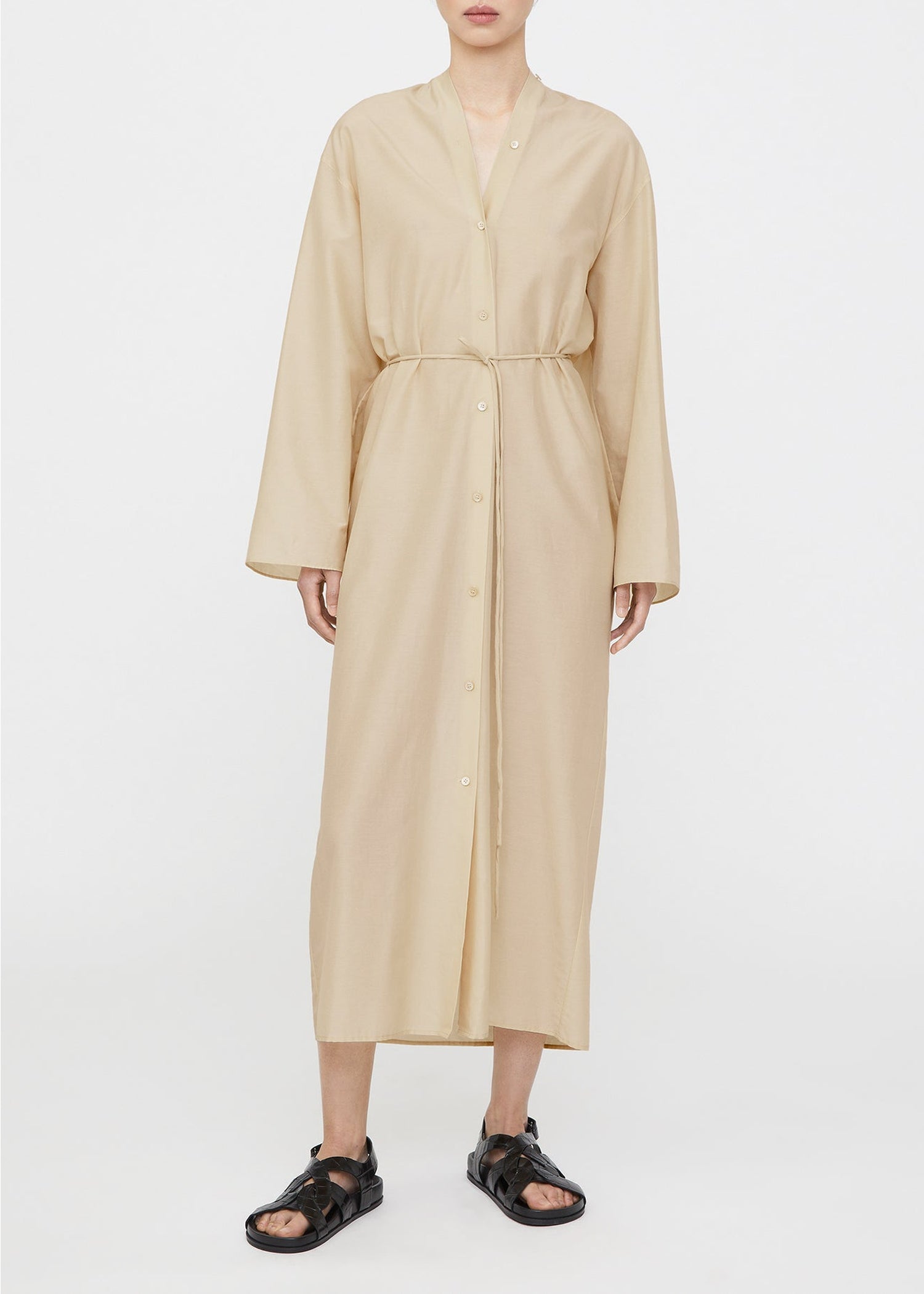 Robe midi à col V - Light Hay