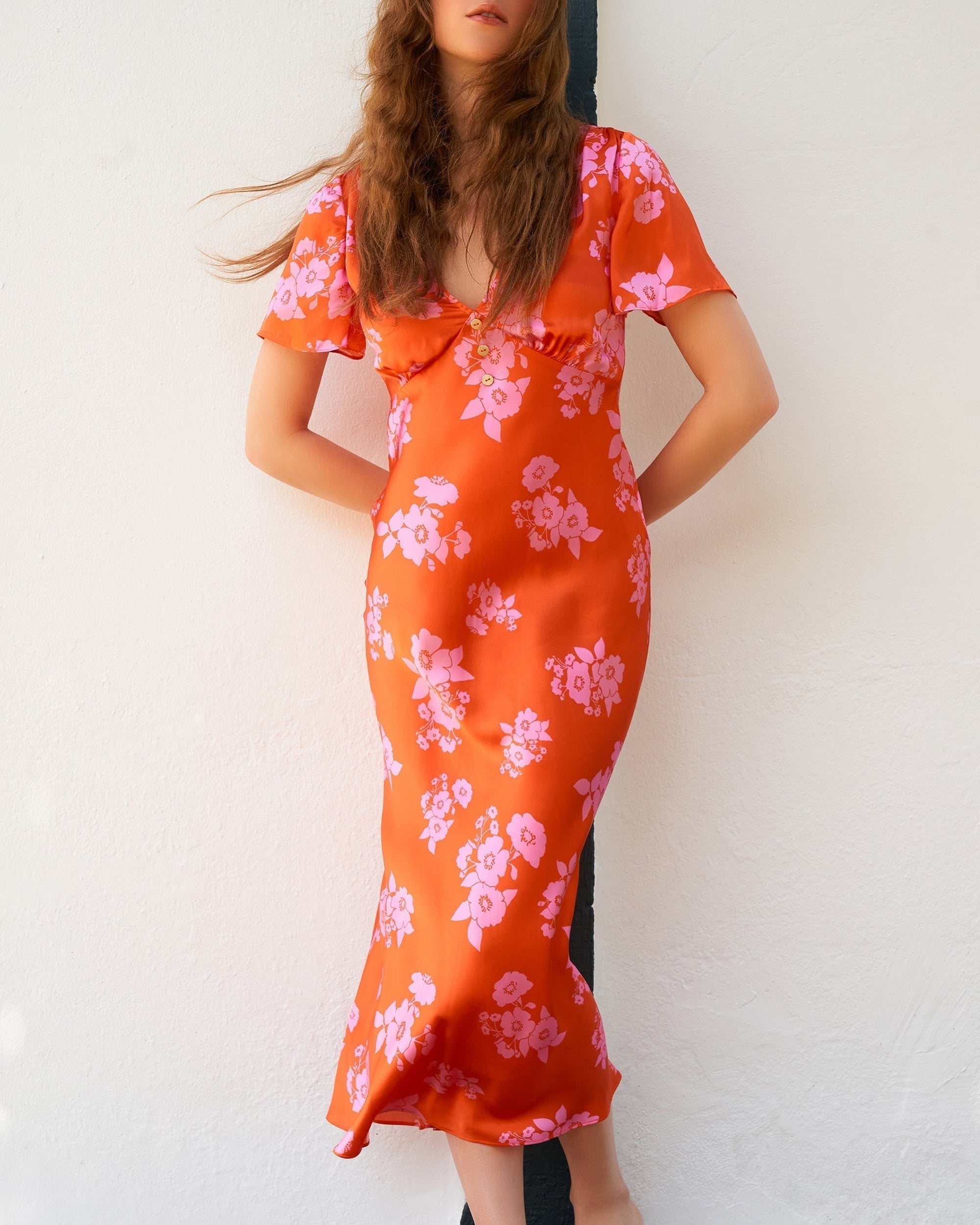 Robe longue Denise en soie - Big Bouquet