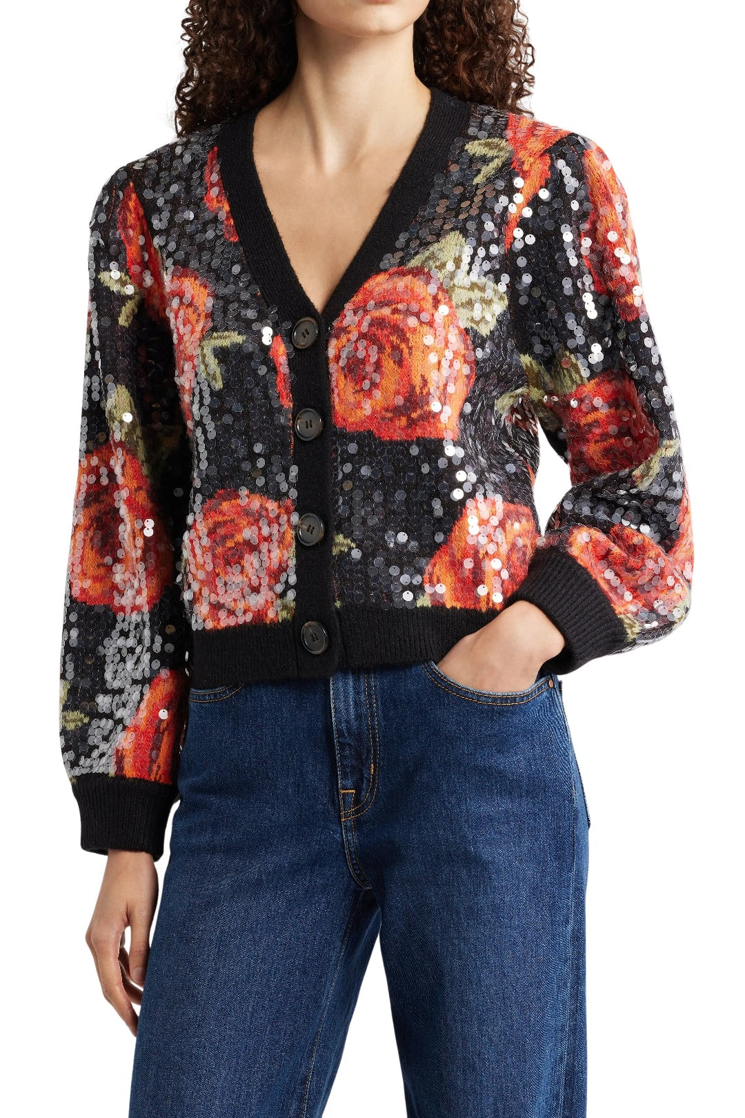 FELIX_JAMBES_Latin Roses Black Cardigan - Latin Roses Black