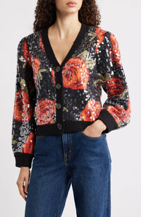 CHECK VUE_Latin Roses Black Cardigan - Latin Roses Black