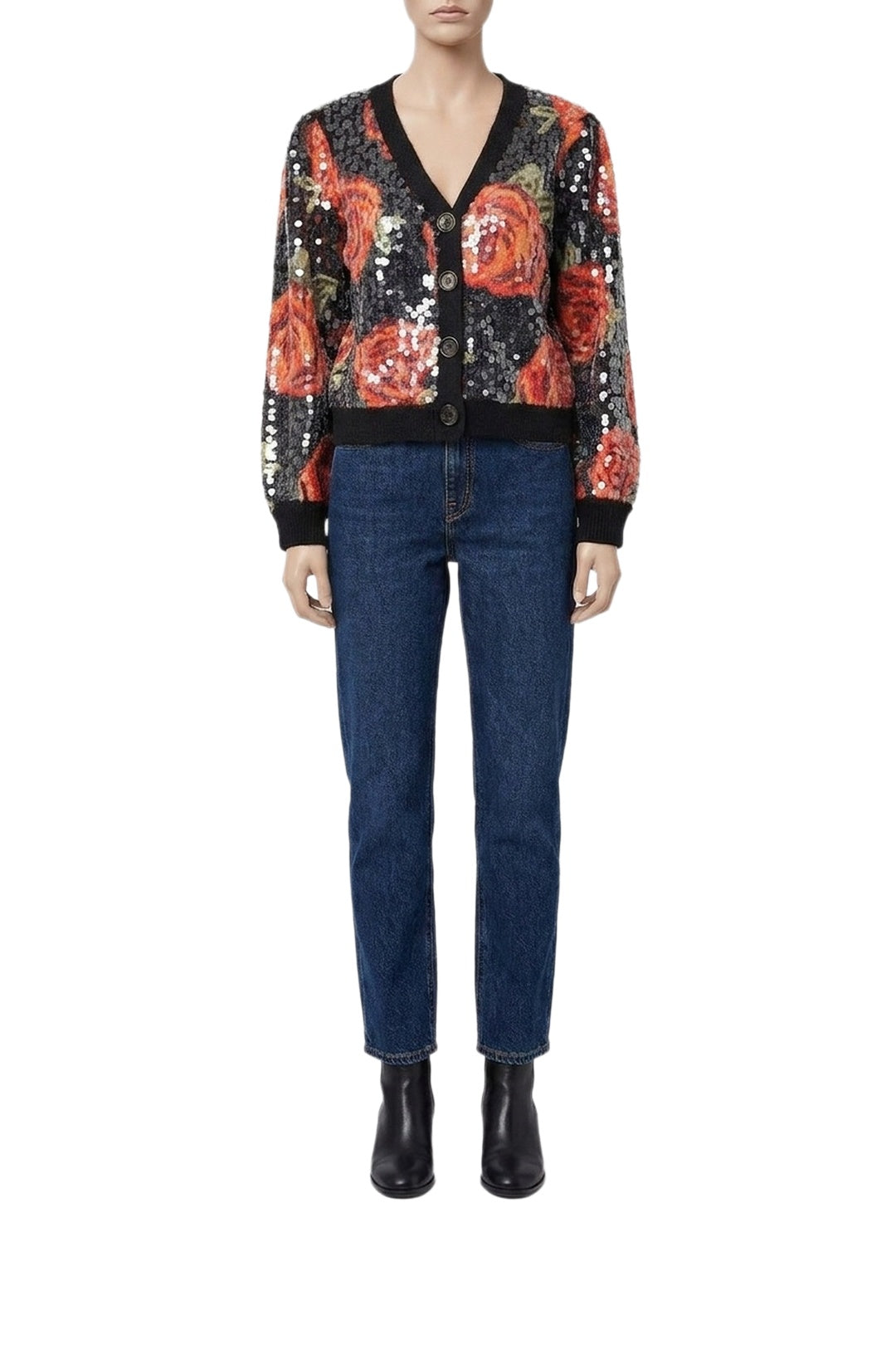Cardigan Latin Roses - Noir