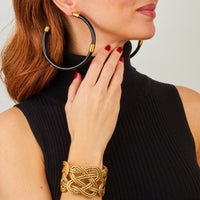 Boucles d'oreilles Katt Boucles D'Oreilles Creoles Paire Resine Noir  - Doré