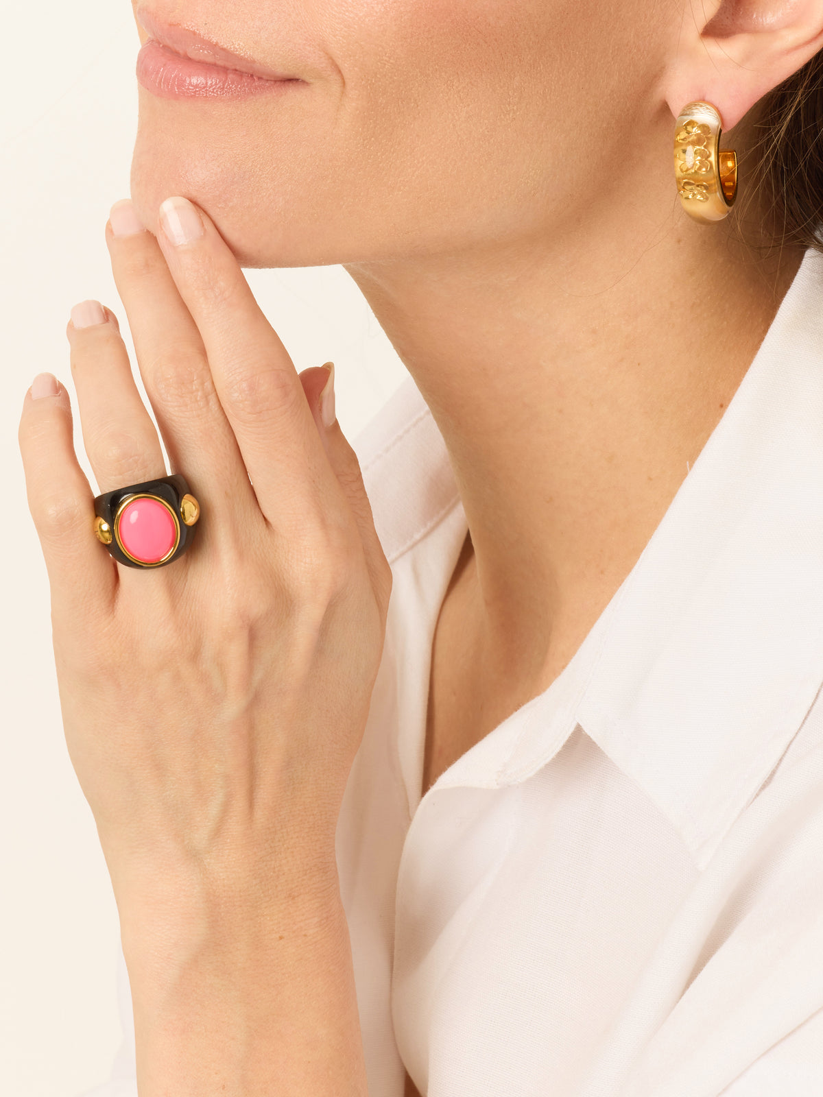 Rock ring in 18K gold plated metal - Gold