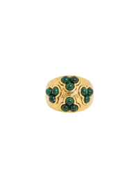 Trifea ring in 18K gold plated metal & Malachite - Gold & Green