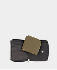 Square leather wallet - Black