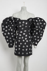 Robe Taffetas brodée - Sequins Flowers Embroider