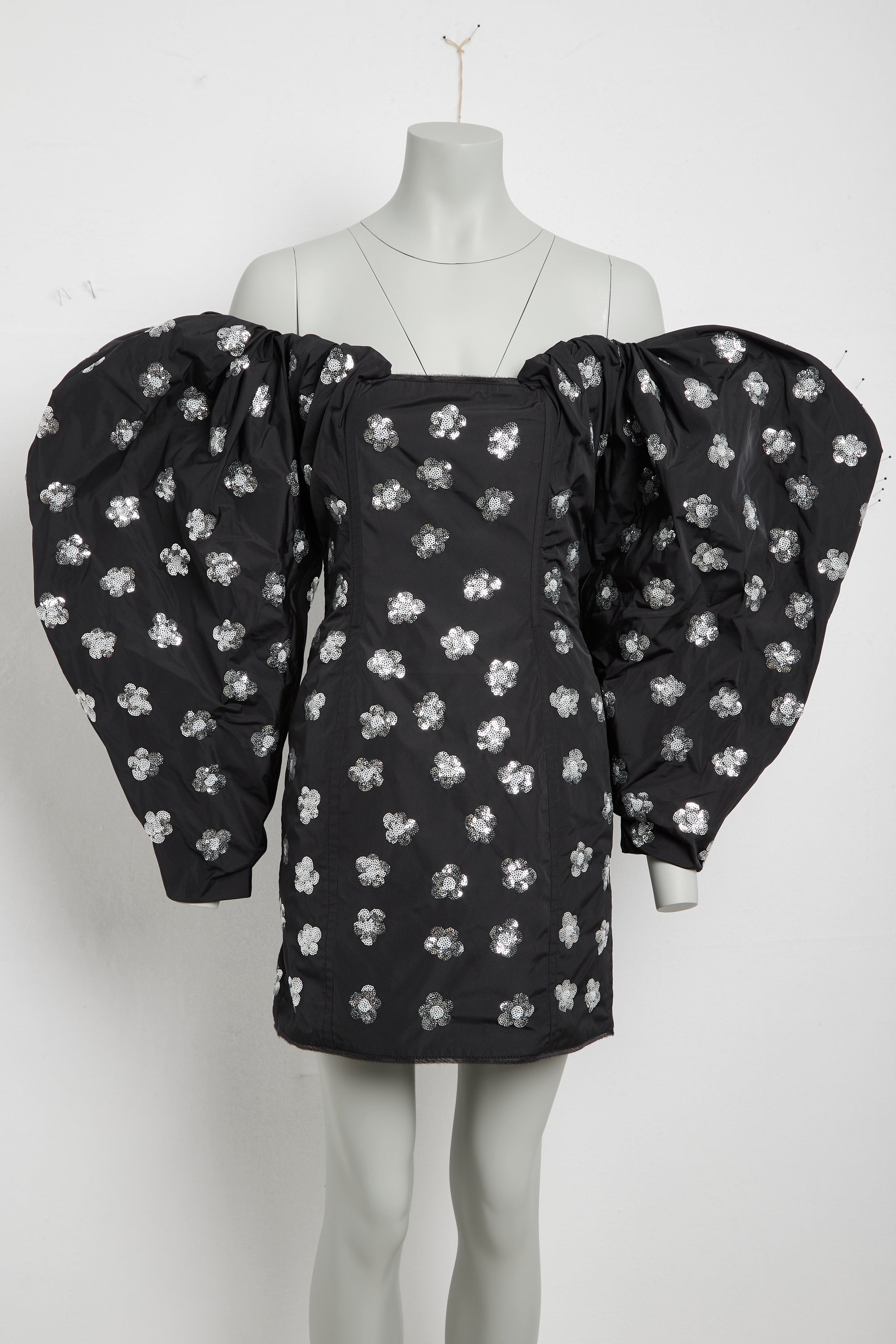 Robe Taffetas brodée - Sequins Flowers Embroider